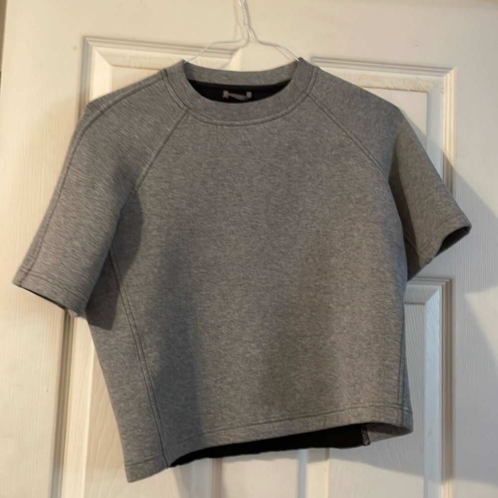 Gray top ruched in the top thicker material